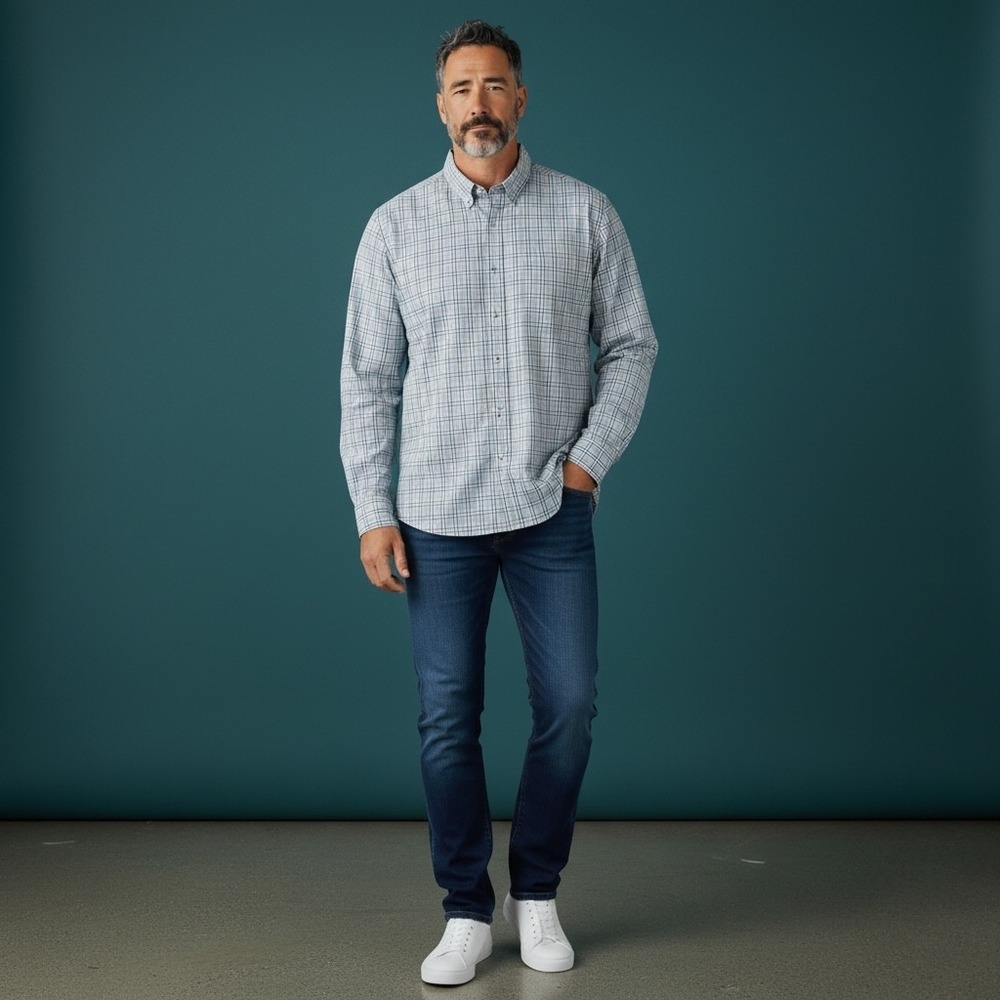 Genteal Performance Plaid Button Down Shirt Mens‎ XL Long Sleeve Pocket Casual